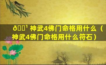 🌹 神武4佛门命格用什么（神武4佛门命格用什么符石）